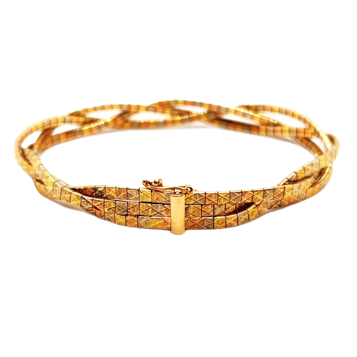 Bracelet Maille tressée en 3 ors - Castafiore
