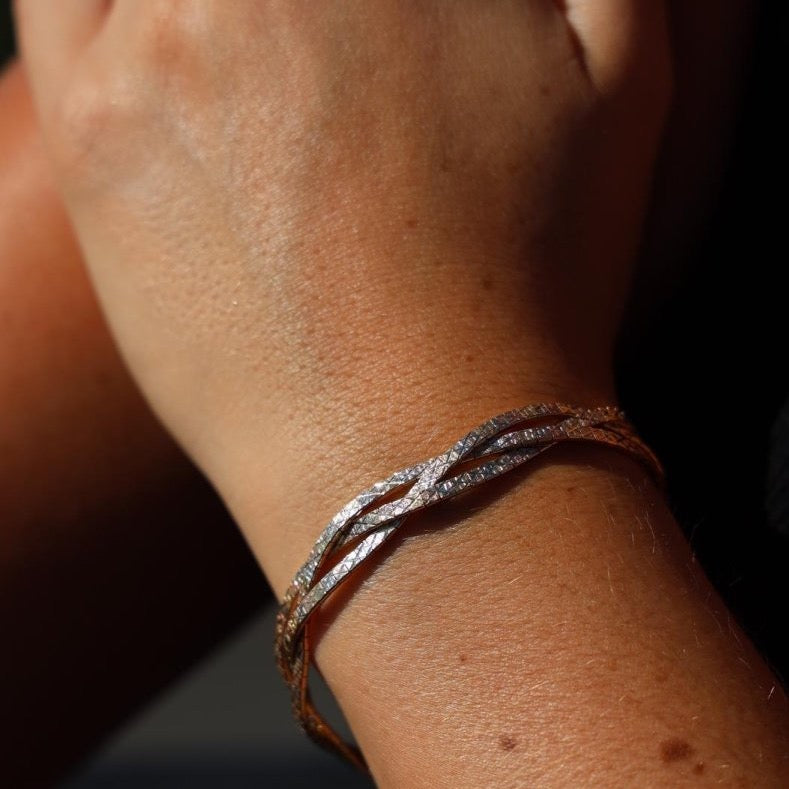 Bracelet Maille tressée en 3 ors - Castafiore