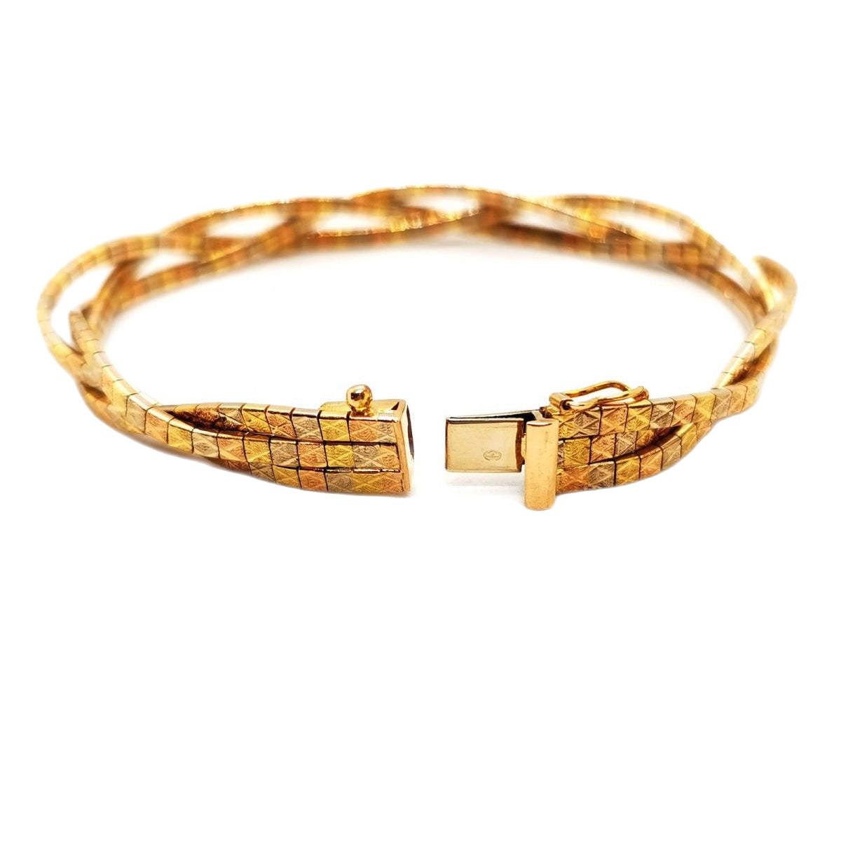 Bracelet Maille tressée en 3 ors - Castafiore