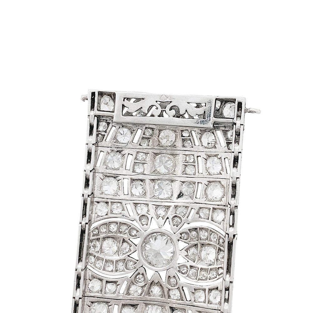 Bracelet Manchette Art Déco en platine et diamants - Castafiore