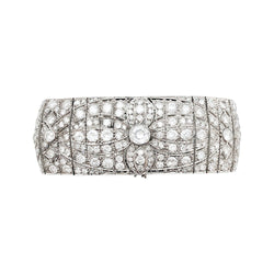 Bracelet Manchette Art Déco en platine et diamants - Castafiore