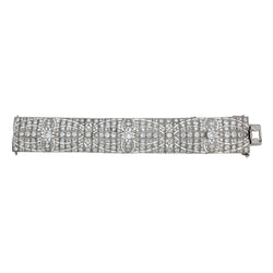 Bracelet Manchette Art Déco en platine et diamants - Castafiore