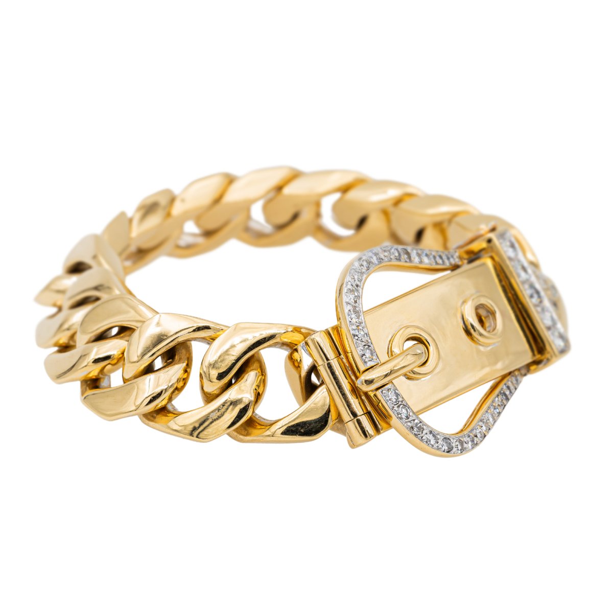 Bracelet Manchette ceinture en or jaune et iamant - Castafiore