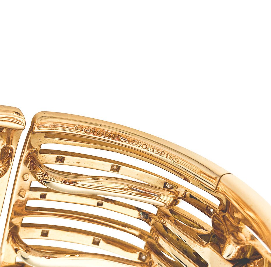 Bracelet Manchette CHANEL , "San Marco" or rose, diamants et spinelles - Castafiore