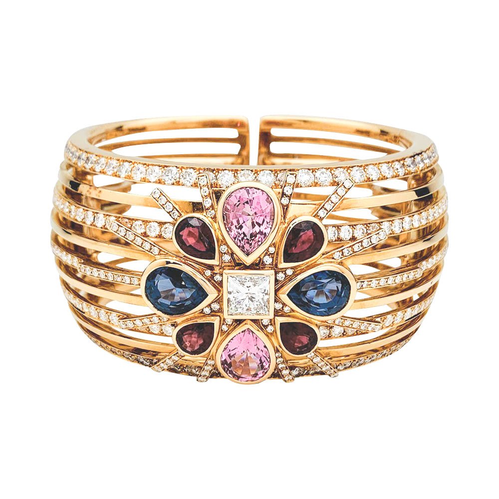 Bracelet Manchette CHANEL , "San Marco" or rose, diamants et spinelles - Castafiore