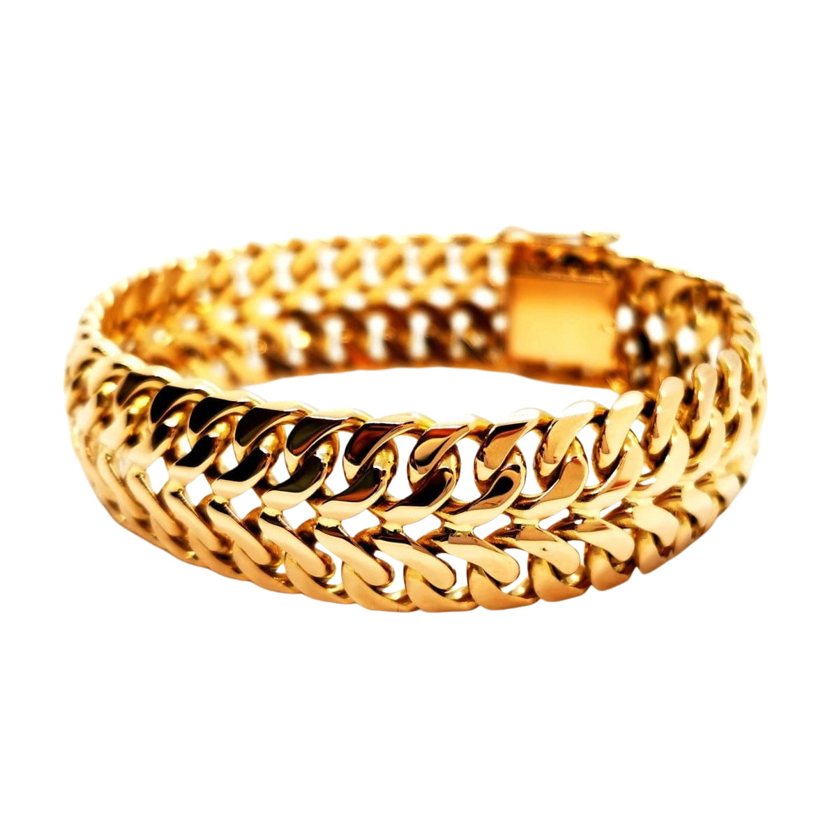 Bracelet Manchette double maille en or jaune - Castafiore