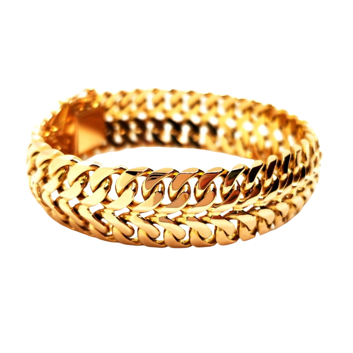 Bracelet Manchette double maille en or jaune - Castafiore