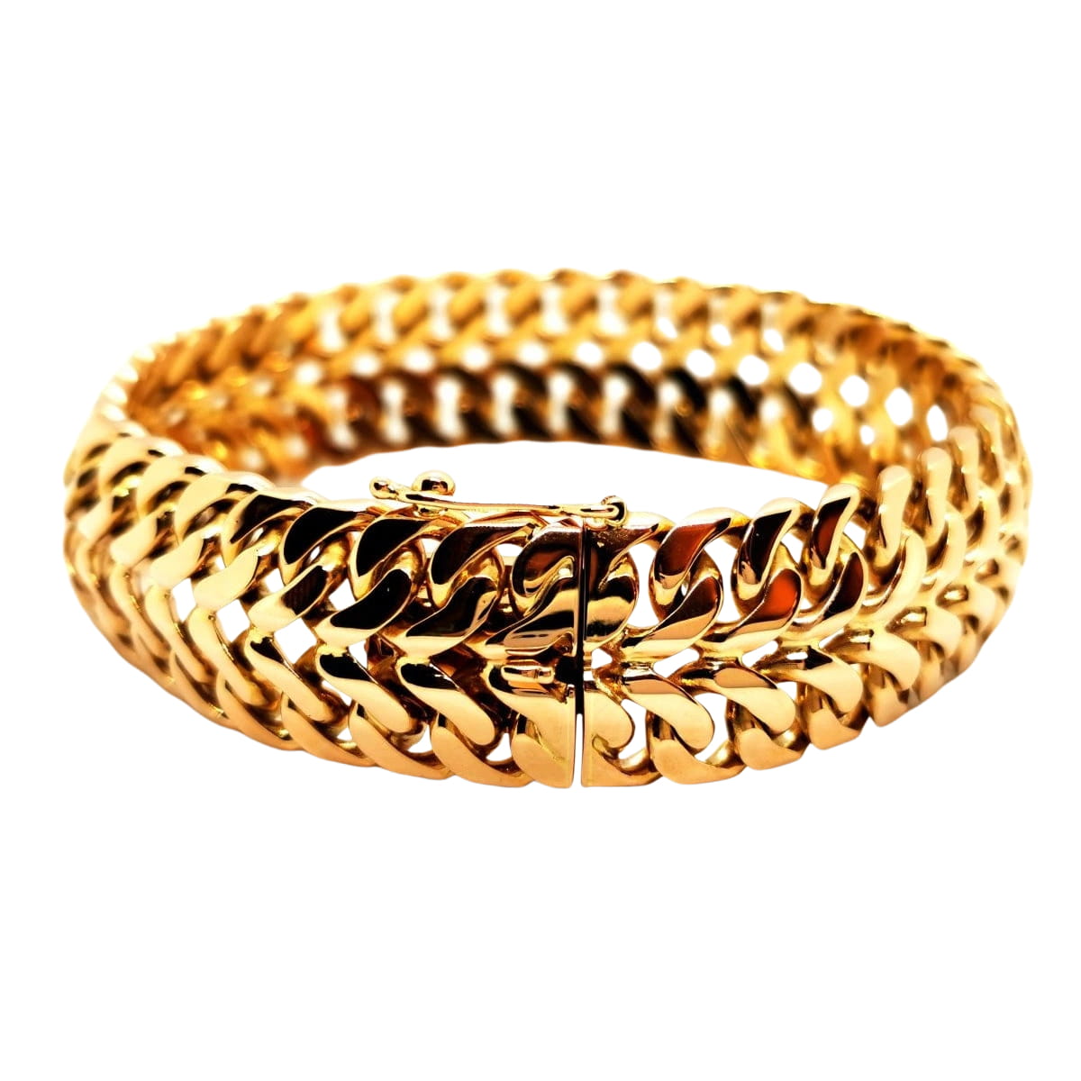 Bracelet Manchette double maille en or jaune - Castafiore