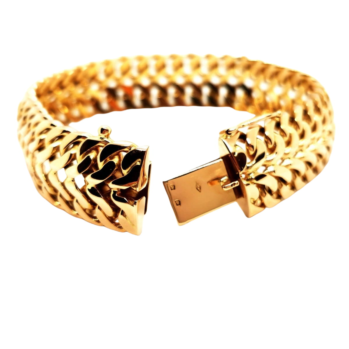 Bracelet Manchette double maille en or jaune - Castafiore