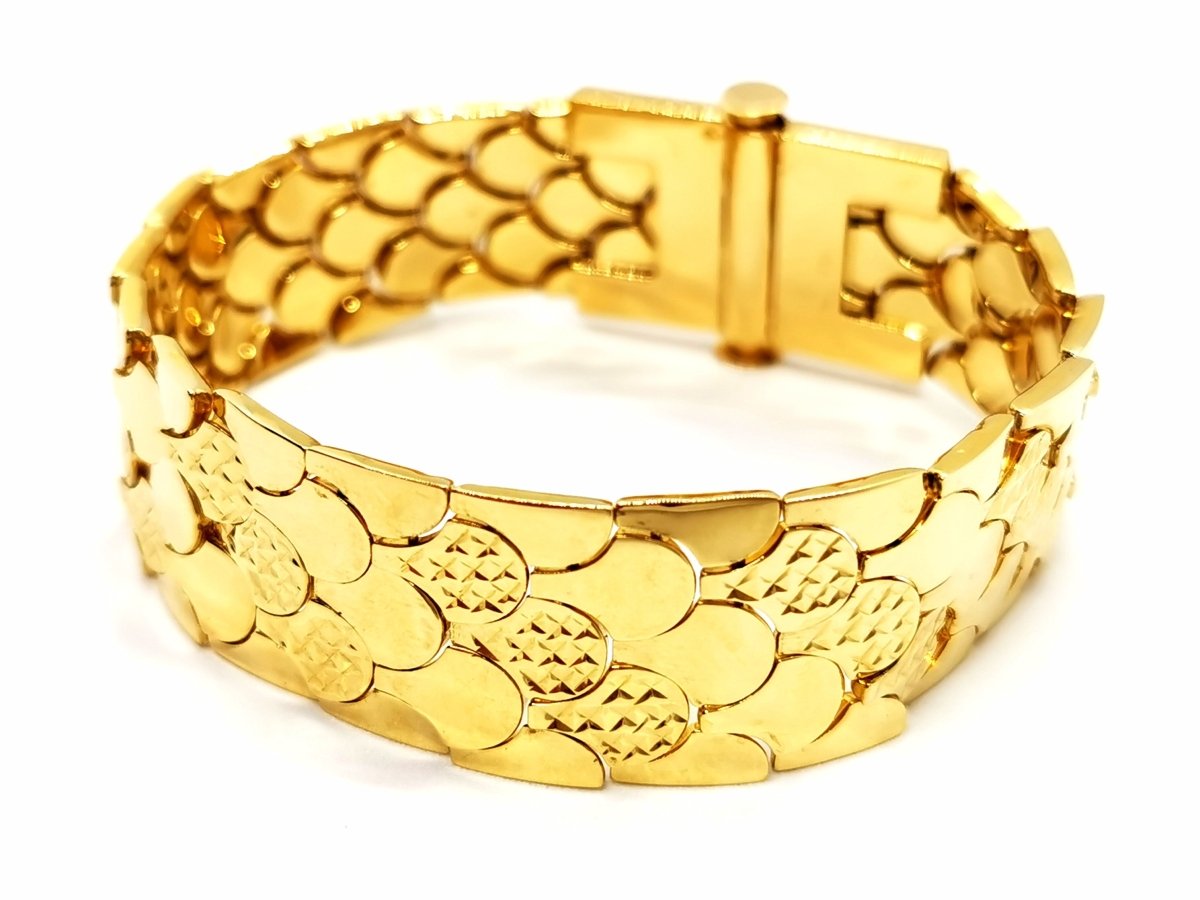 Bracelet Manchette écailles en or jaune - Castafiore