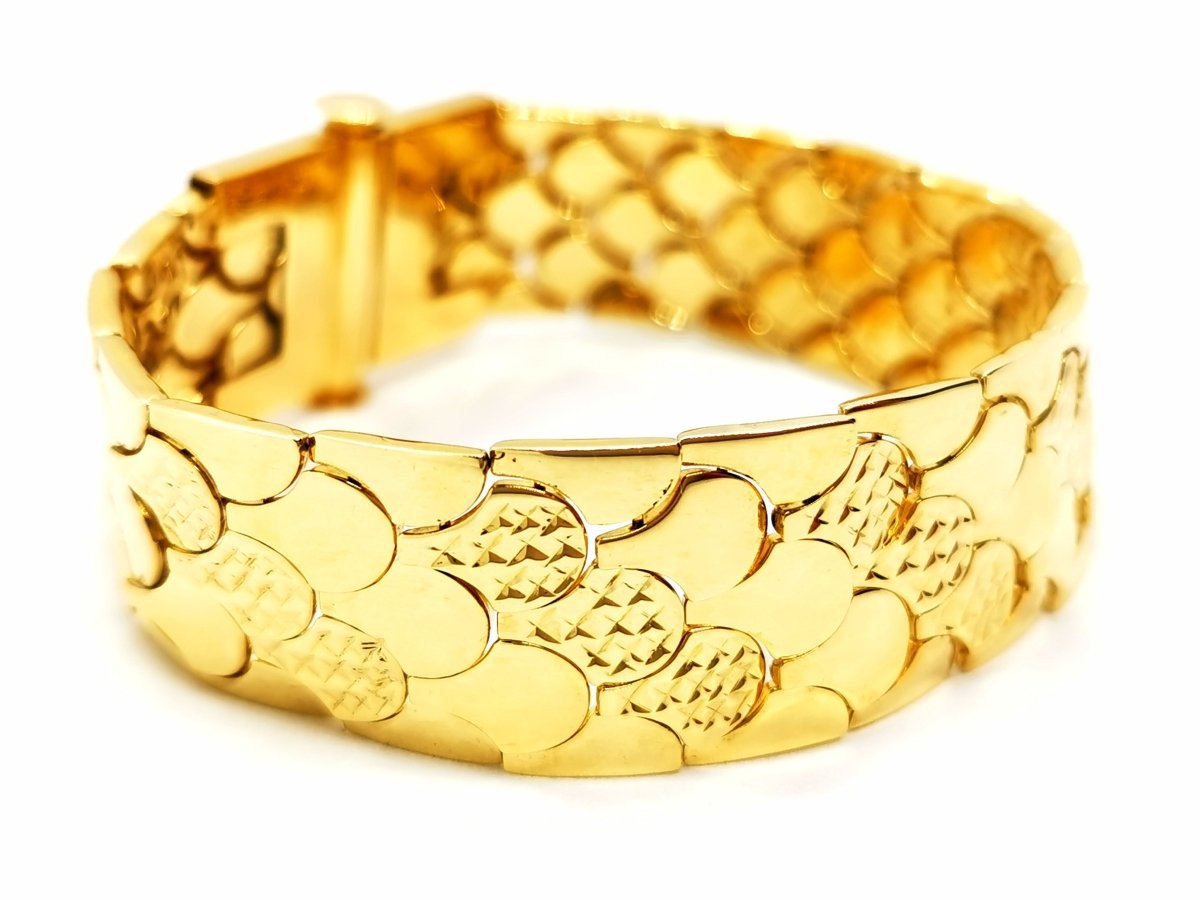 Bracelet Manchette écailles en or jaune - Castafiore