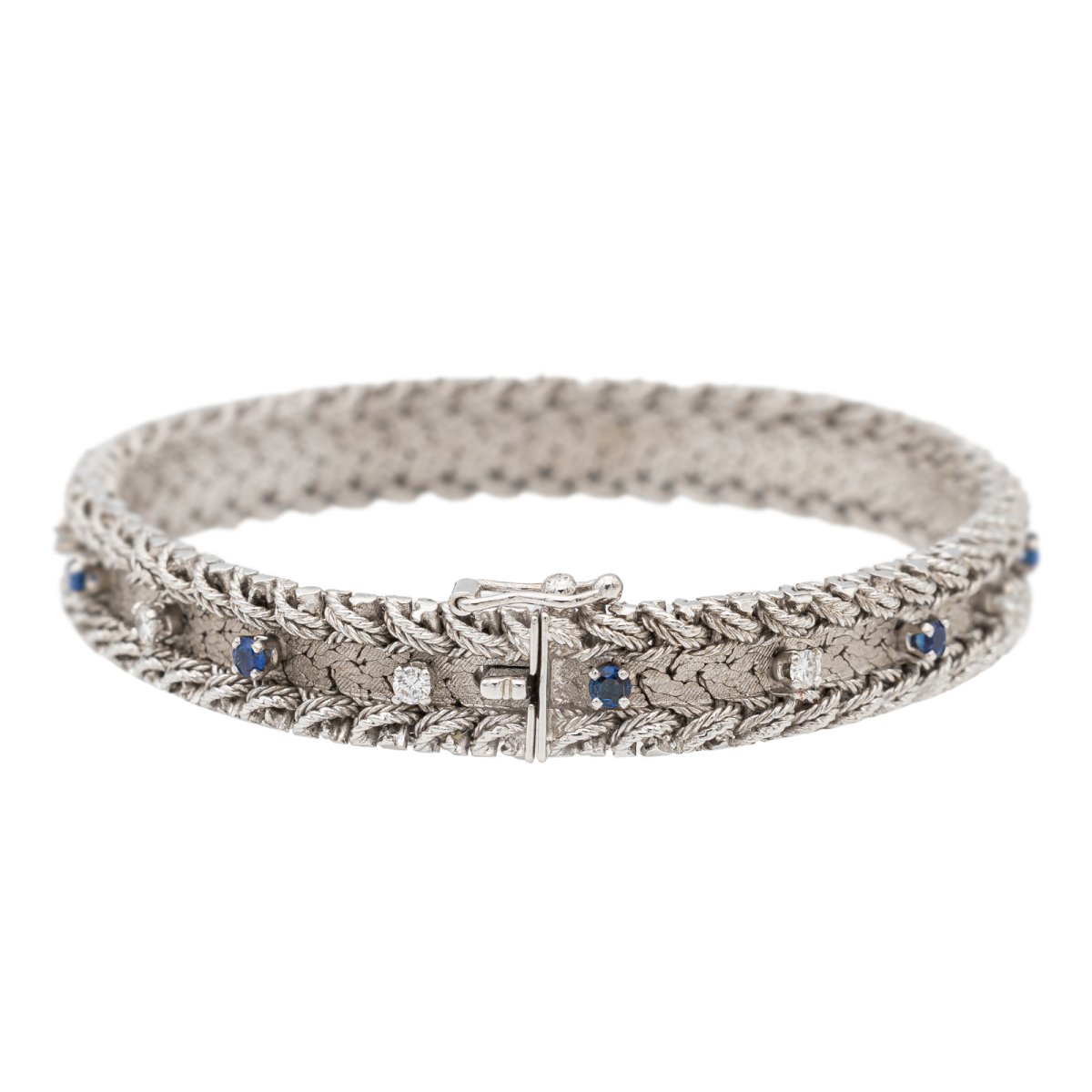Bracelet Manchette en or blanc saphirs et diamants - Castafiore