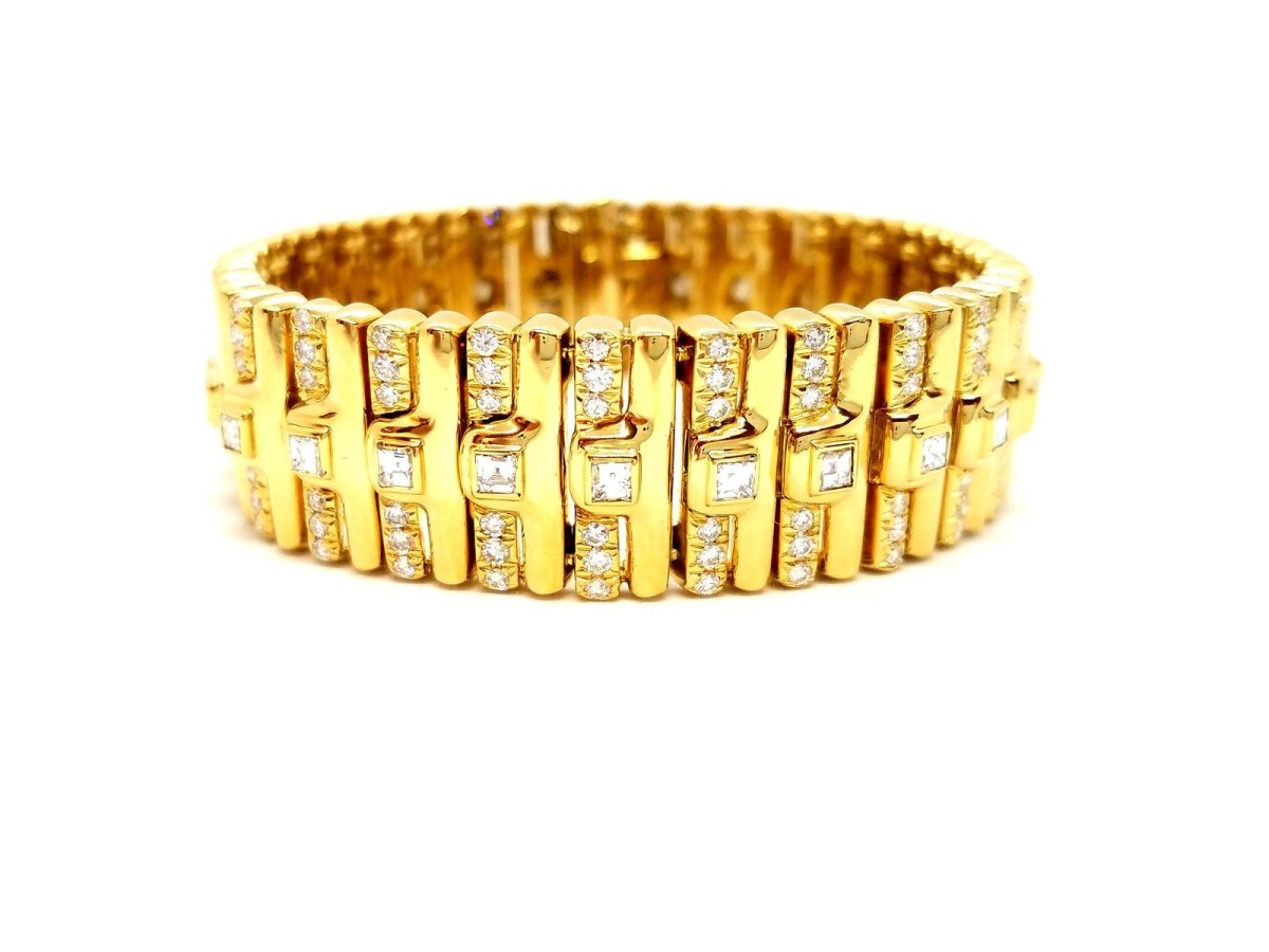 Bracelet Manchette en or jaune et en diamants - Castafiore