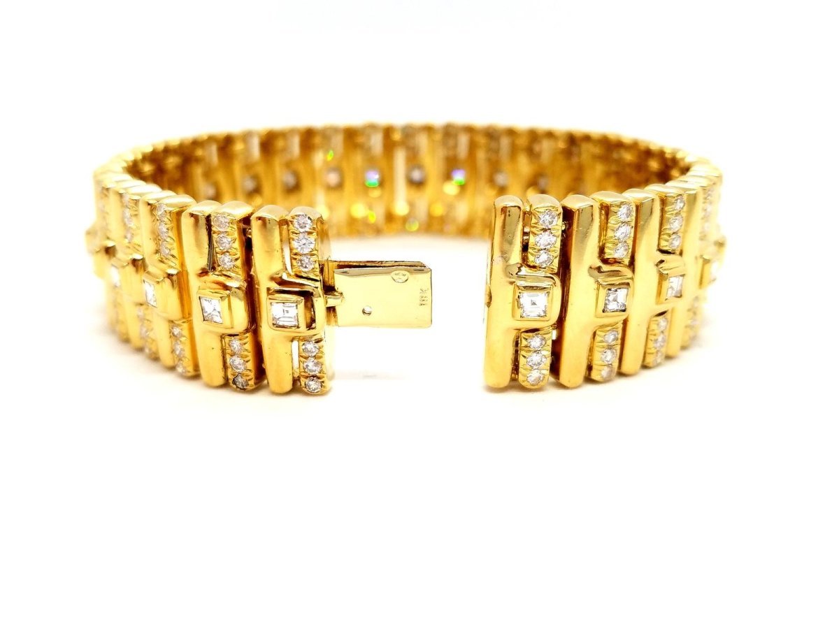 Bracelet Manchette en or jaune et en diamants - Castafiore