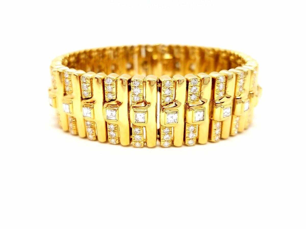 Bracelet Manchette en or jaune et en diamants - Castafiore