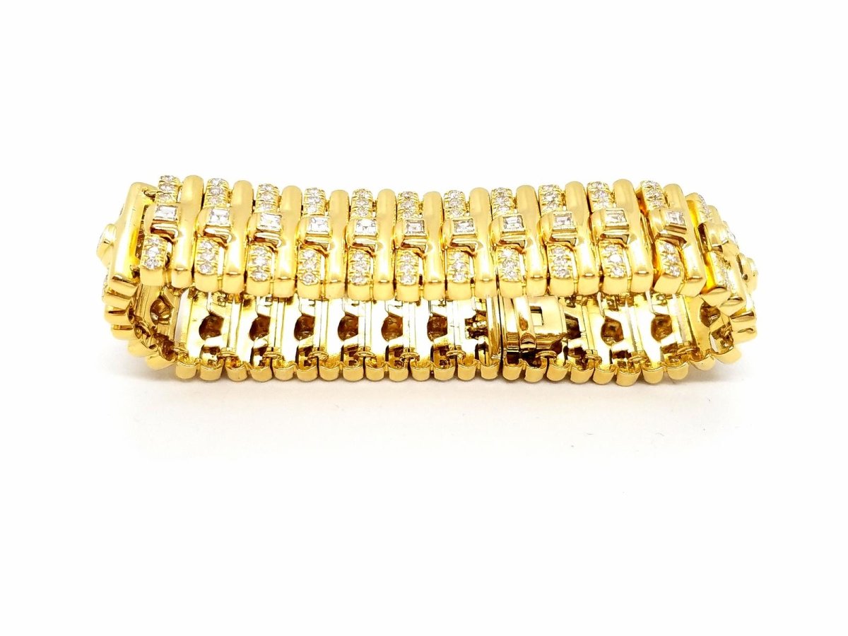 Bracelet Manchette en or jaune et en diamants - Castafiore