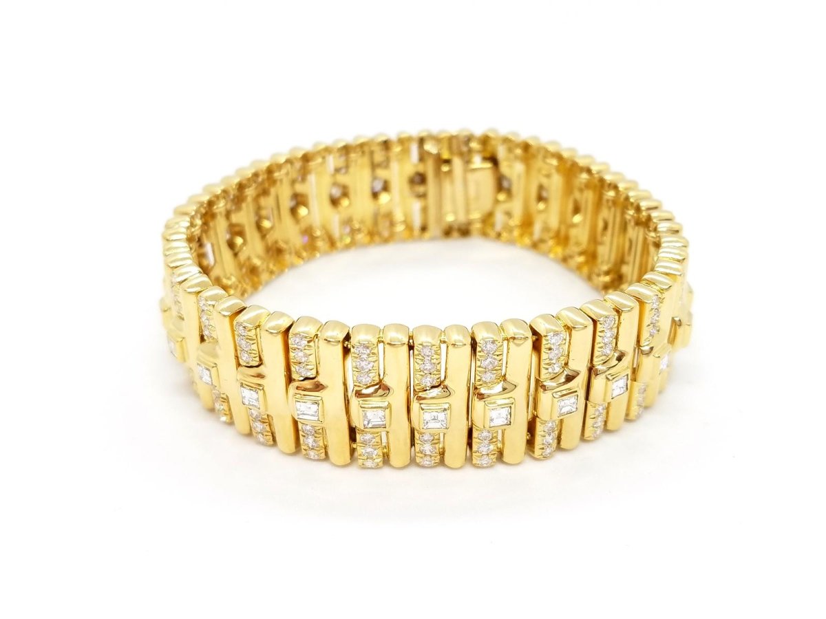 Bracelet Manchette en or jaune et en diamants - Castafiore