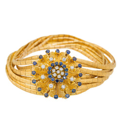 Bracelet Manchette en or jaune, saphirs et diamants - Castafiore