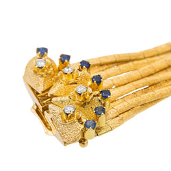 Bracelet Manchette en or jaune, saphirs et diamants - Castafiore