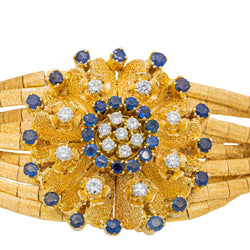 Bracelet Manchette en or jaune, saphirs et diamants - Castafiore