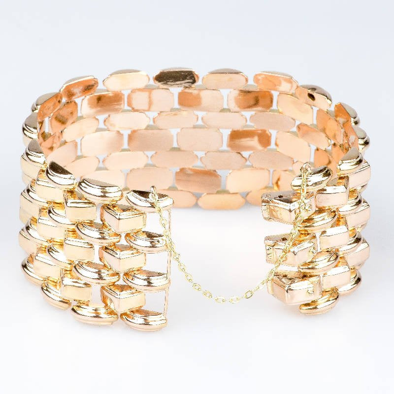 Bracelet manchette en or rose 14 carats - Castafiore