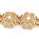 Bracelet Manchette fil torsadé en or jaune et perles - Castafiore