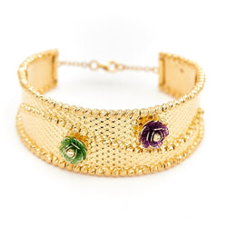Bracelet Manchette filigrané en or jaune - Castafiore