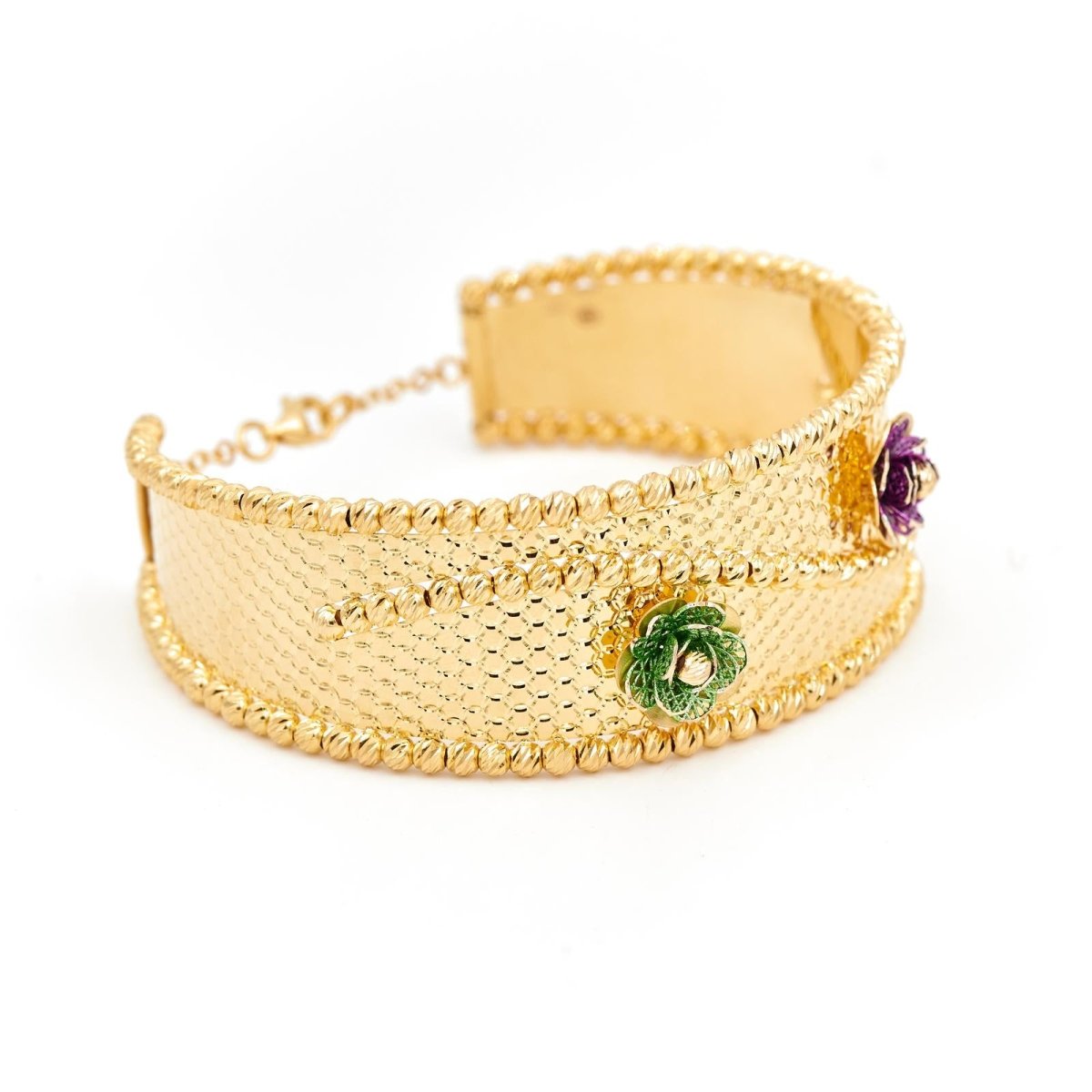 Bracelet Manchette filigrané en or jaune - Castafiore