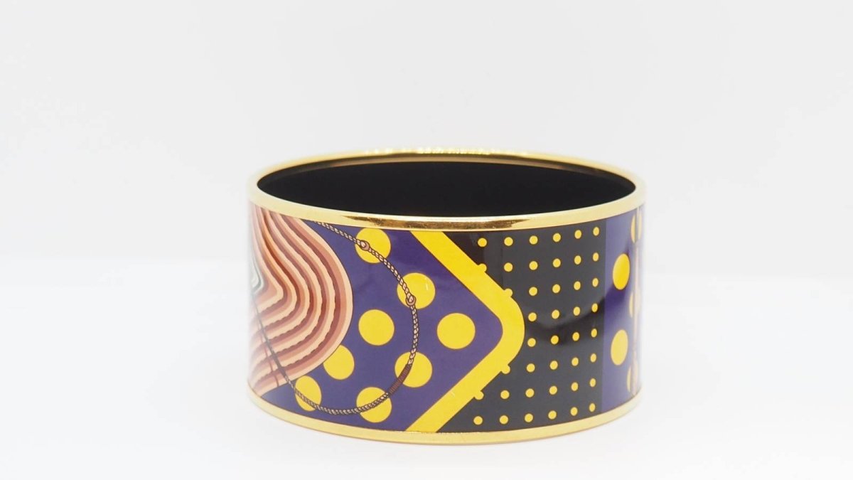 Bracelet Manchette HERMÈS en métal doré émaillé - Castafiore