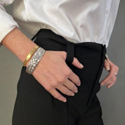 Bracelet Manchette HERMÈS tressé en or blanc - Castafiore