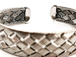 Bracelet Manchette HERMÈS tressé en or blanc - Castafiore