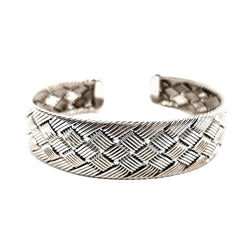 Bracelet Manchette HERMÈS tressé en or blanc - Castafiore