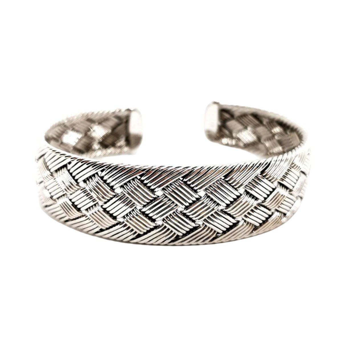 Bracelet Manchette HERMÈS tressé en or blanc - Castafiore