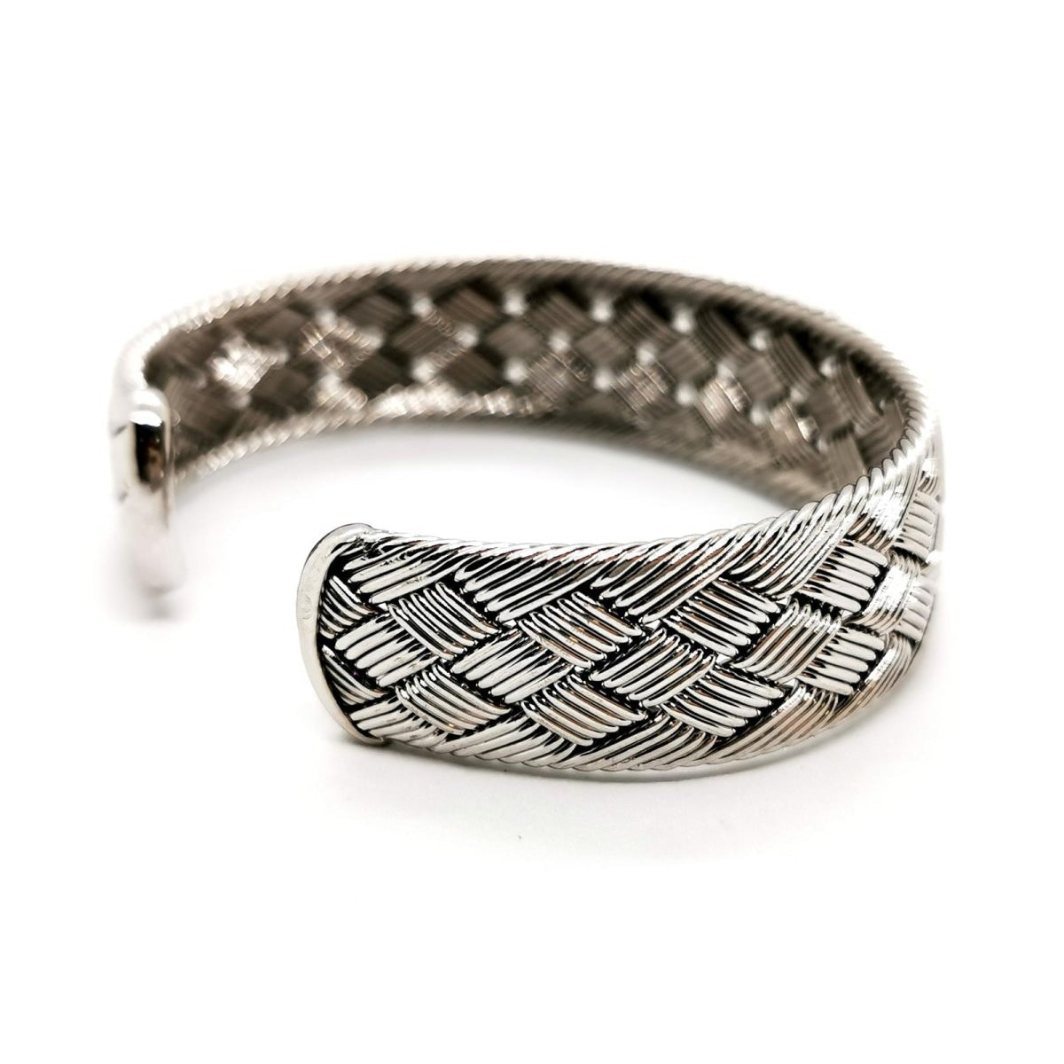 Bracelet Manchette HERMÈS tressé en or blanc - Castafiore