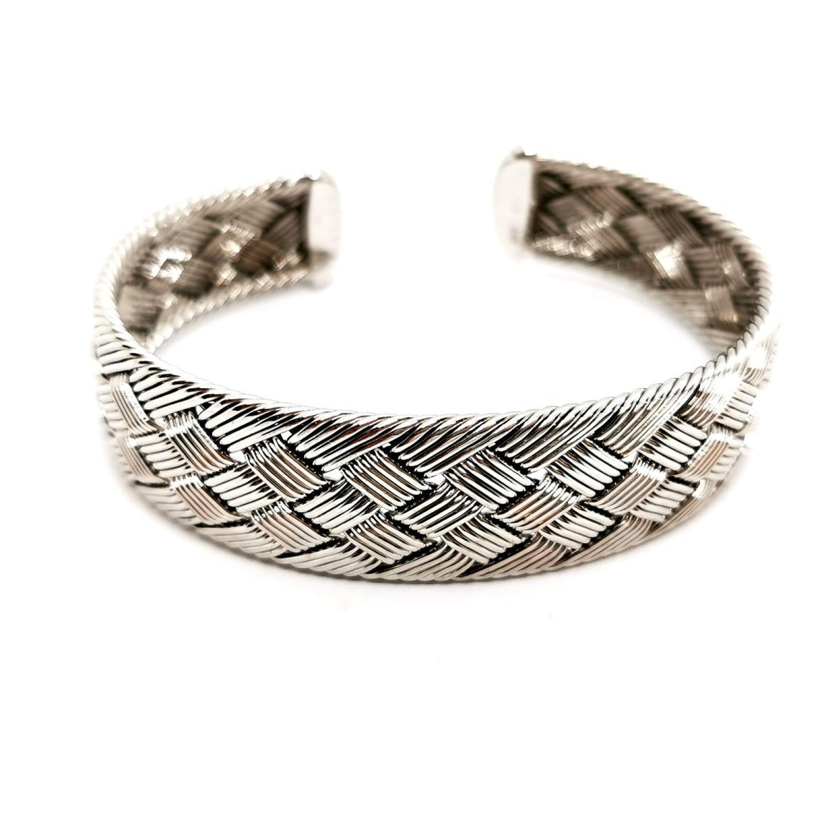 Bracelet Manchette HERMÈS tressé en or blanc - Castafiore