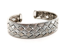 Bracelet Manchette HERMÈS tressé en or blanc - Castafiore