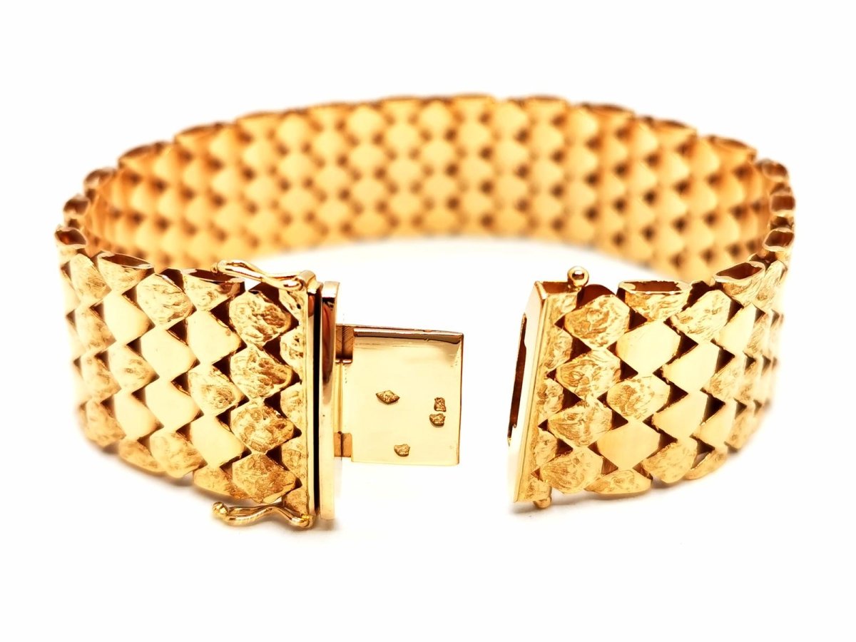 Bracelet Manchette maille en or jaune - Castafiore