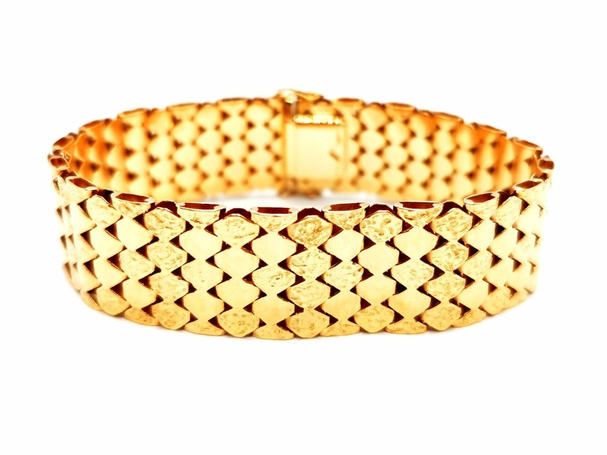 Bracelet Manchette maille en or jaune - Castafiore