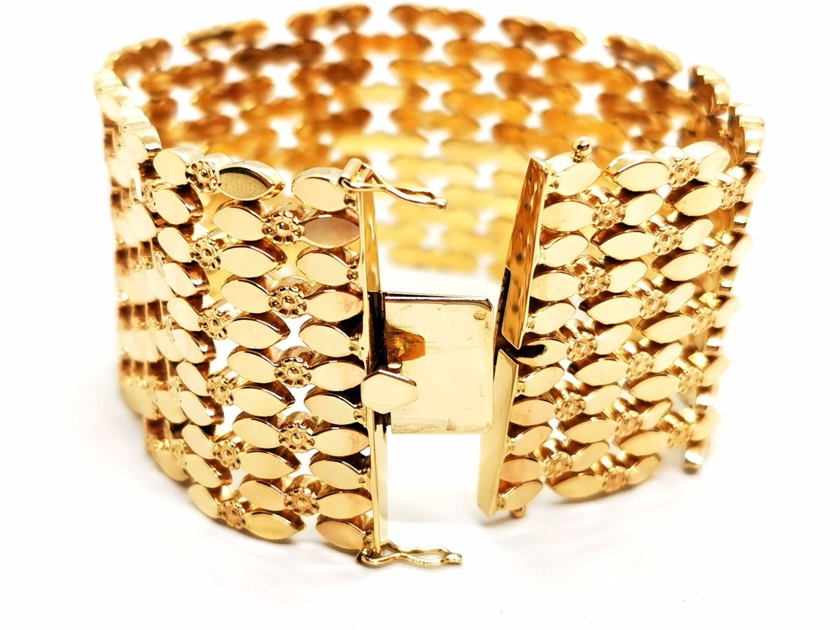 Bracelet Manchette maille en or jaune - Castafiore