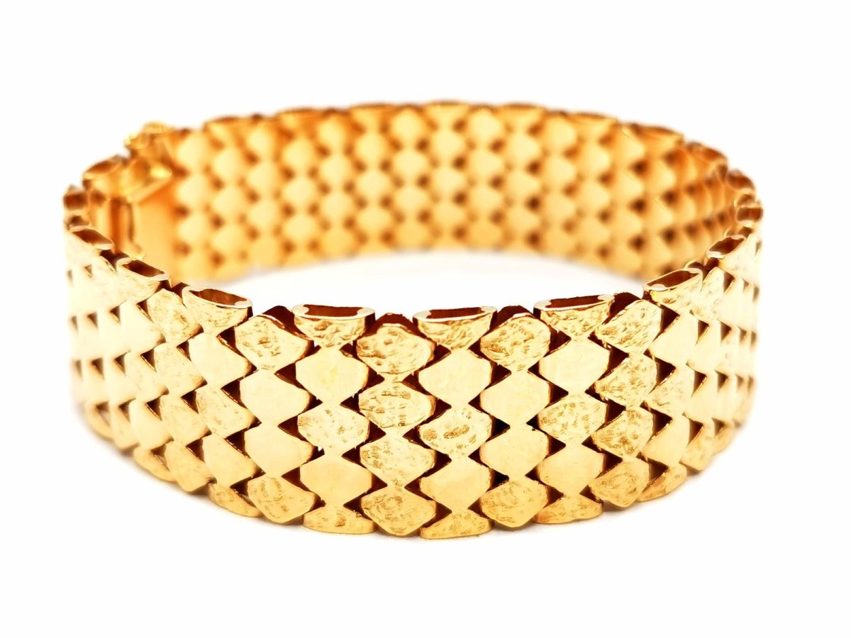 Bracelet Manchette maille en or jaune - Castafiore