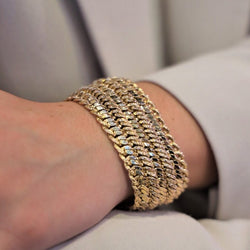 Bracelet Manchette maille en or jaune - Castafiore