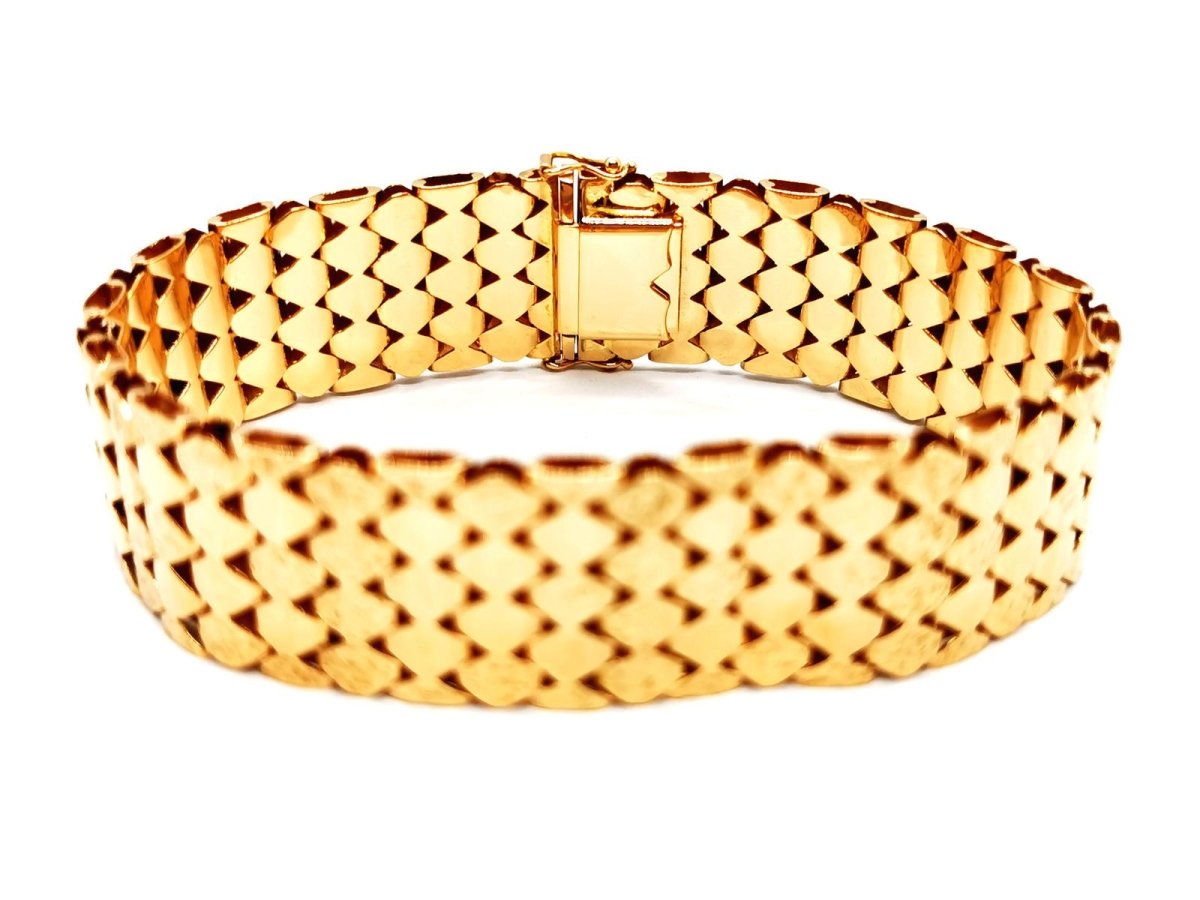Bracelet Manchette maille en or jaune - Castafiore