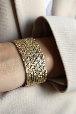 Bracelet Manchette maille en or jaune - Castafiore