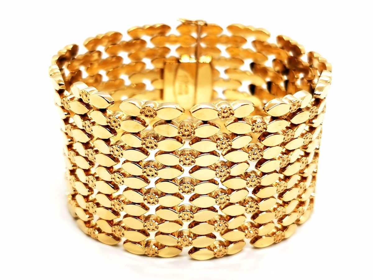 Bracelet Manchette maille en or jaune - Castafiore