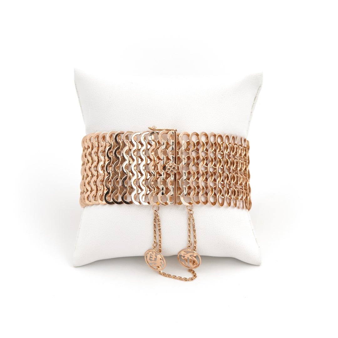 Bracelet Manchette maille en or rose - Castafiore