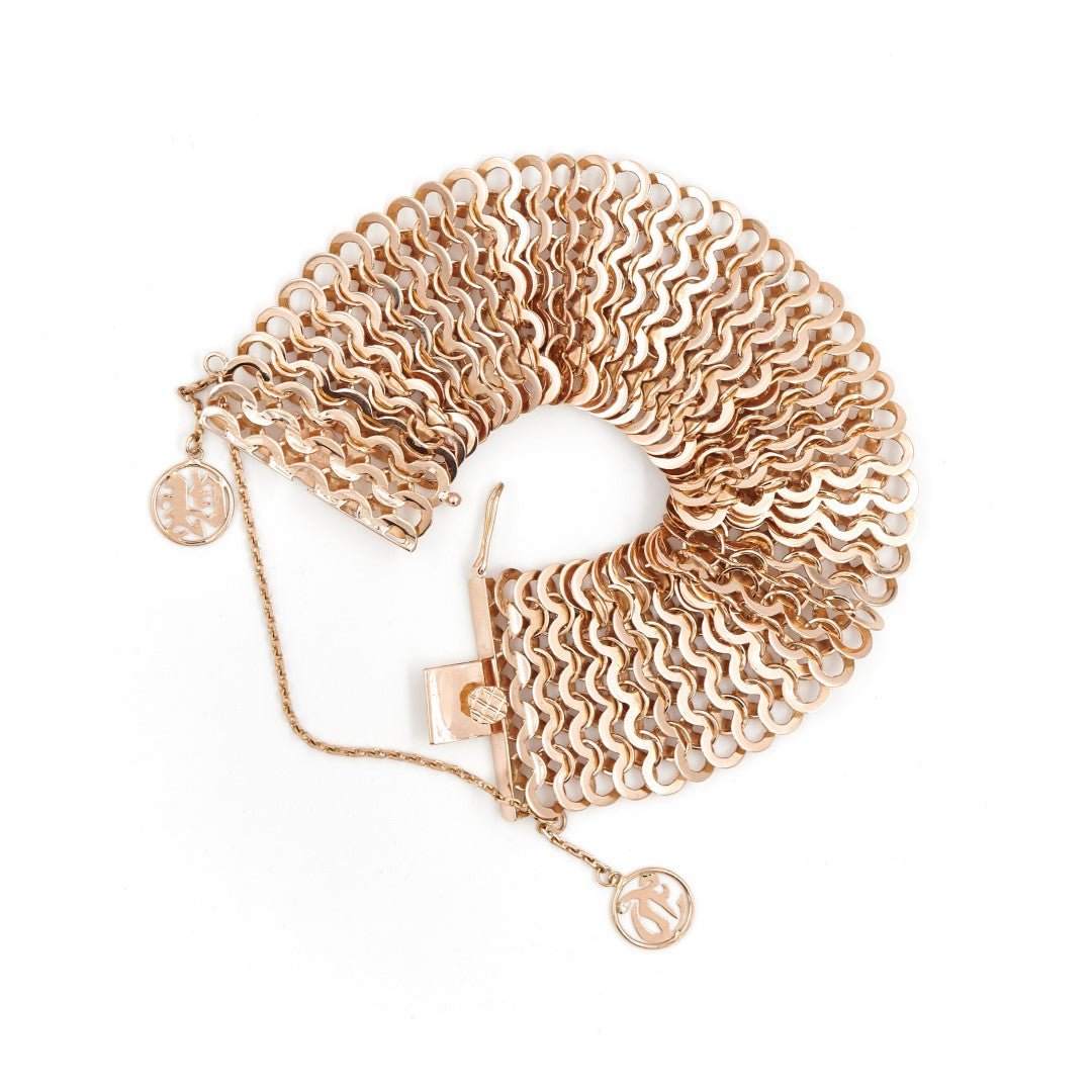 Bracelet Manchette maille en or rose - Castafiore