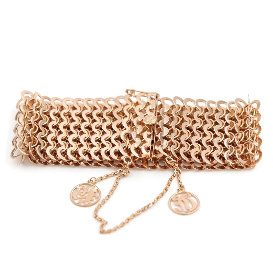 Bracelet Manchette maille en or rose - Castafiore