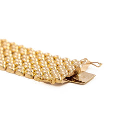 Bracelet Manchette maille grain de riz en or jaune - Castafiore