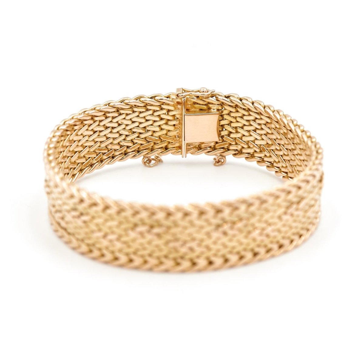 Bracelet Manchette maille polonaise en or jaune - Castafiore