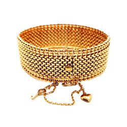 Bracelet Manchette maille polonaise en or rose - Castafiore